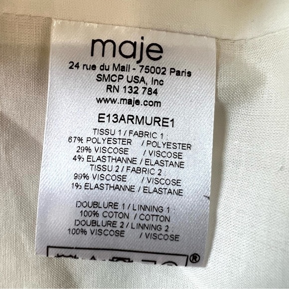 Maje Ivory Open Front Suit Blazer Career Business Work Jacket Women’s 36 - Picture 9 of 11